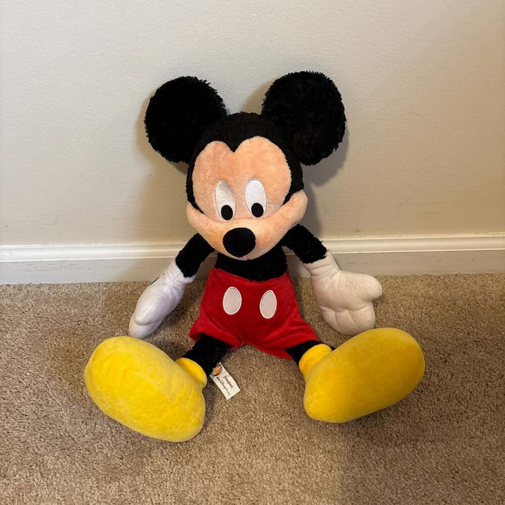 Disney Parks Mickey Mouse Large Textured Fuzzy Plush Stuffed Animal